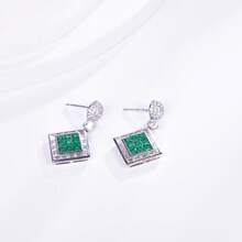 Trendolla 1 件時尚 S925 純銀鍍 18k 金花朵耳環,優雅浪漫,適合女士日常佩戴,送給媽媽的生日禮物 - 綠色 - 查看 3