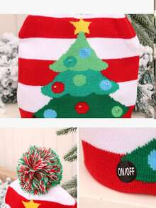 聖誕節兒童帽子,冬季帽子,聖誕老人發光聖誕樹針織帽,溫暖七彩高端聖誕帽,適用於聖誕節,適用於冬季雪天 - 彩色 - 查看 3