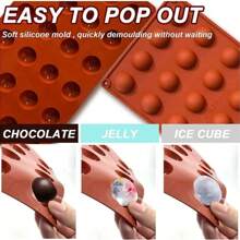 1入組8個半圓球形蛋糕、肥皂、果凍、布丁、巧克力diy矽膠模具 - 8孔 - 查看 4