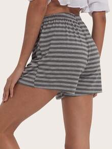 1pc Women's Striped Home Shorts - Grey - View 2
