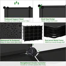 Debao Plastic Shoe Rack,16-Cube Modular Shoes Storage Stand, Multifunction Closet Cabinet, Stackable Shoe Organizer Units for Bedroom Living Room Doorway, 36" L  14.2" W  28" H Black SRP15B