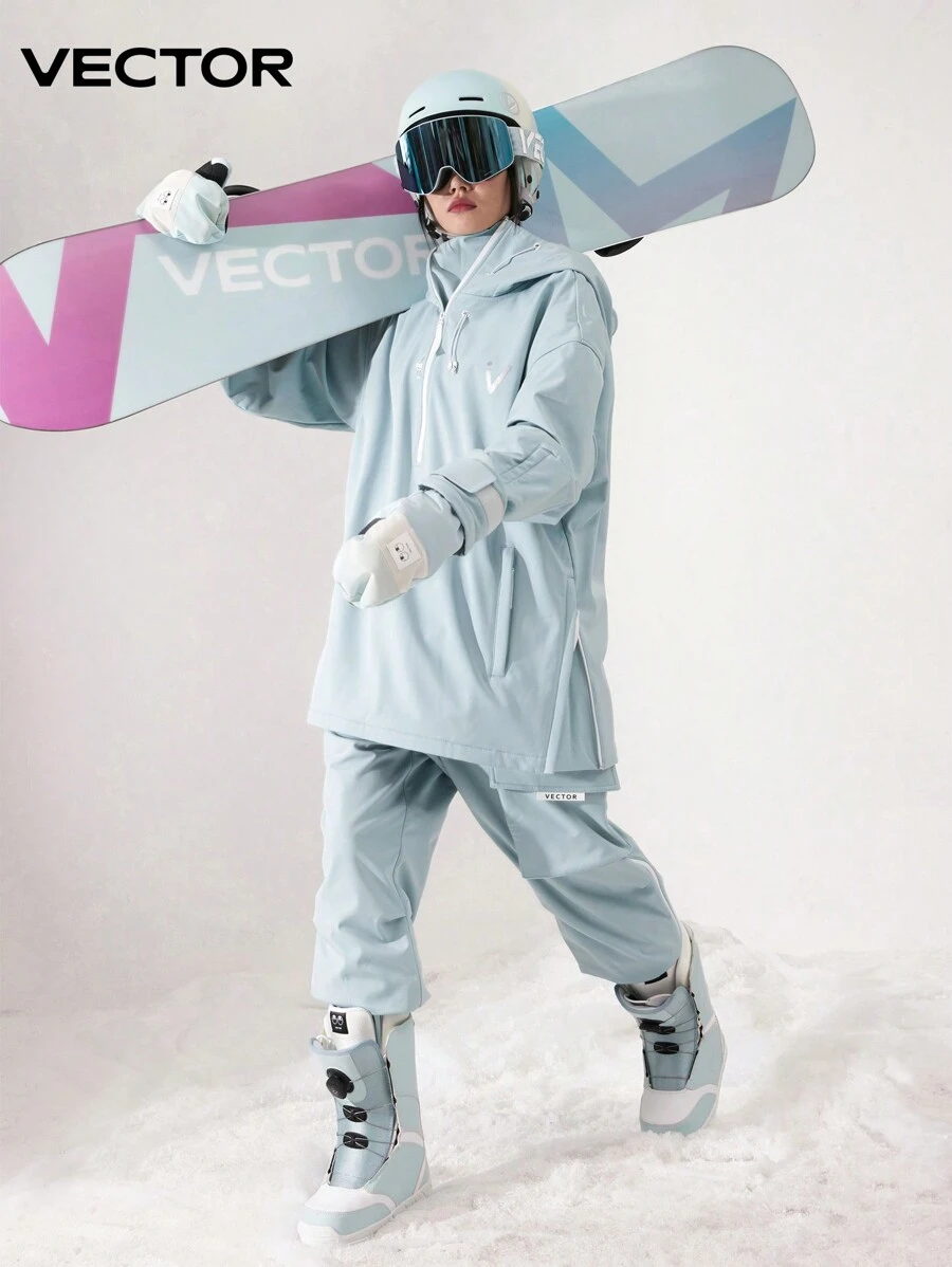 VECTOR MOTION 法蘭絨防寒衣套裝-帽子運動滑雪外套和長褲,男女通用,防風,防水,輕便,保暖,透氣,耐磨,舒適,適用於單板滑雪和雙板滑雪