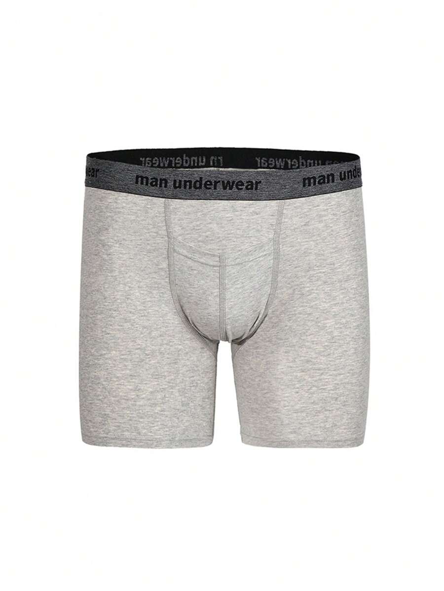 1入男性長腿防磨擦內褲,中腰透氣短褲,四季適用 - 灰色 - 查看 1