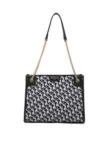 CORALDAISY Fashionable Large Capacity Retro Shoulder Handbag For Women - Black and White - View 3