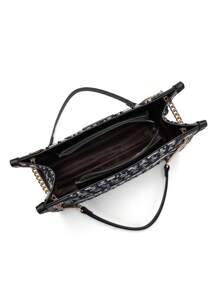 CORALDAISY Fashionable Large Capacity Retro Shoulder Handbag For Women - Black and White - View 4