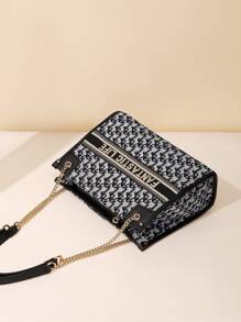 CORALDAISY Fashionable Large Capacity Retro Shoulder Handbag For Women - Black and White - View 2