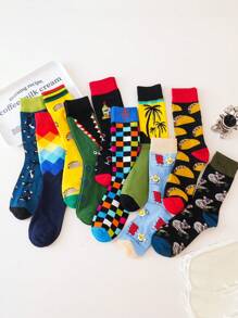 5 pares de calcetines de tripulación divertidos, creativos y cómodos de moda variados para hombres, un gran regalo para amigos