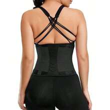运动户外女士腰部训练带、塑身带、桑拿腰带、运动紧身胸衣、腹部健身器材、腹部脂肪燃烧器健身房配件 - 黑色 - 查看 3
