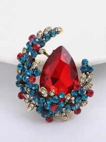 1 件时尚奢华女士水晶月亮胸针，约会之夜的华丽珠宝礼物，随机水晶镶嵌 - 酒紅色 - 查看 12