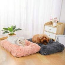 1 Pc Extra Large Dog Bed Washable, Plush Calming Dog Crate Beds For Large Breed, Fluffy Dogs Sleeping Mat, Anti-Slip Pet Kennel Pad - Dark Grey - View 2