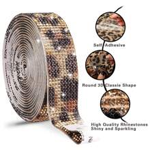 1pc Self-Adhesive Diamond Crystal Rhinestone Ribbon Sticker, Suitable For Craft Jewelry Tape Rolls, With 2mm Rhinestones, Can Be Used For DIY Car Phone Decoration (Leopard Print) - Leopard print - View 6