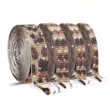 1pc Self-Adhesive Diamond Crystal Rhinestone Ribbon Sticker, Suitable For Craft Jewelry Tape Rolls, With 2mm Rhinestones, Can Be Used For DIY Car Phone Decoration (Leopard Print) - Leopard print - View 2