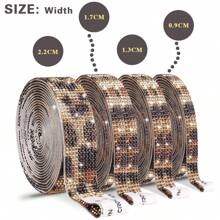 1pc Self-Adhesive Diamond Crystal Rhinestone Ribbon Sticker, Suitable For Craft Jewelry Tape Rolls, With 2mm Rhinestones, Can Be Used For DIY Car Phone Decoration (Leopard Print) - Leopard print - View 7