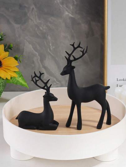 Golden Deer Resin Ornament 2pcs Room Decor Decorations Bedroom Decor Best Gifts Birthday Graduation Home Decor Christmas Decorations Christmas