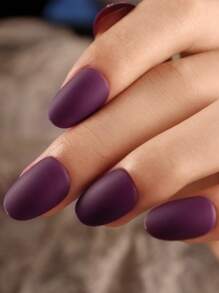 288入組啞光亞克力中圓指甲贴片，12種純色假指甲，適用於指甲藝術裝飾DIY自由貼，美甲用品 - 彩色 - 查看 2