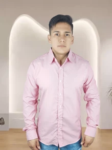 Camisa Masculina Manga Longa - Vermelho - Visão 1