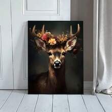 HALFLEMART 1pc Canvas Poster, Retro Art, Deer In Flower Crown Victorian, DarkAcademia Gothic Floral Botanical Animal Picture, Ideal Gift For BedroomLiving Room Corridor, Wall Art, RoomDecoration, No Frame - Multicolor - View 6