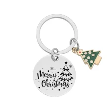 1入組聖誕樹吊飾不鏽鋼鑰匙扣,送禮給朋友的新年禮物 - 彩色 - 查看 1