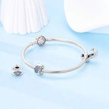 1pc S925 Blue Hand Shaped Bead Fixing Clip For 3mm Snake Chain Bracelet Women's Diy Jewelry, Suitable For Daily Wear And Festival Gift - Blue - View 2