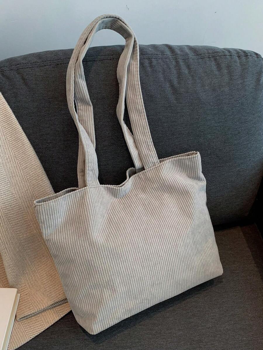 Quý cô Thanh lịch Vải to sợi Màu thuần Túi xách tay , Túi Bucket , Dung lượng lớn Túi tote đeo vai