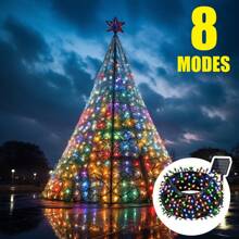 1PC Outdoor Solar Christmas Decorative String Lights With 8 Lighting Modes, Outdoor Ip67 Waterproof, Suitable For Garden Grass Decoration, Christmas Tree Decoration, Outdoor Wedding Venue Decoration, And Urban Roadside Decoration. Suitable For Christmas, New Year And Other Holiday Decorative Lights