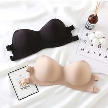 2 Pieza Brasier Sin Varillas Strapless Invisible Push Up Bra - Multicolor - Ver 3