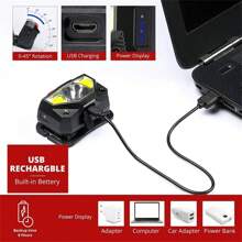 1入組led感應式紅色釣魚頭燈迷你usb內置電池多功能頭燈戶外運動用燈 - 黑色 - 查看 8