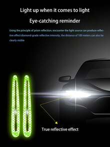 8pcs/set Car Door Handle Protective Film Carbon Fiber Sticker, Anti-scratch, Paint Surface Protective Film, Reflective, Invisible Door Wrist Guard, Accessories - Green - View 4