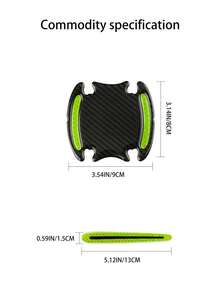 8pcs/set Car Door Handle Protective Film Carbon Fiber Sticker, Anti-scratch, Paint Surface Protective Film, Reflective, Invisible Door Wrist Guard, Accessories - Green - View 7