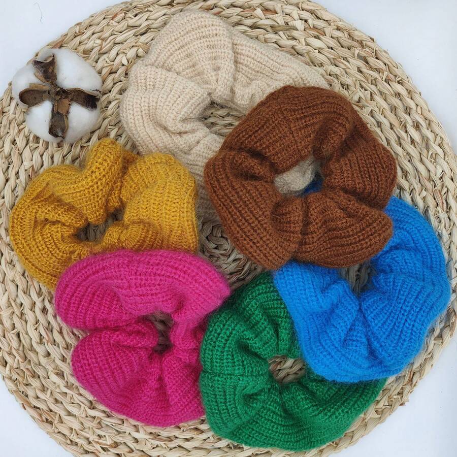 多彩針織髮圈，秋冬季甜美少女必備