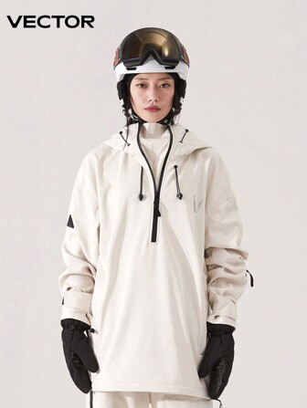 VECTOR MOTION 羊毛滑雪夹克，男女通用，纯色，半拉链，防风，防水，轻便，保暖，透气，舒适，耐用，适合运动滑雪服