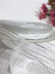 1pc-3m Ribbon String Diy Handmade Hair Rope Stripe Ribbon Material Package For Accessories Making - Silver - View 3