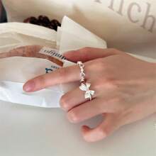 1pc Sweet Bow Knot Open Ring Suitable For Women's Daily Wear Valentines