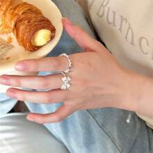 1pc Sweet Bow Knot Open Ring Suitable For Women's Daily Wear Valentines