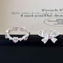 1pc Sweet Bow Knot Open Ring Suitable For Women's Daily Wear Valentines