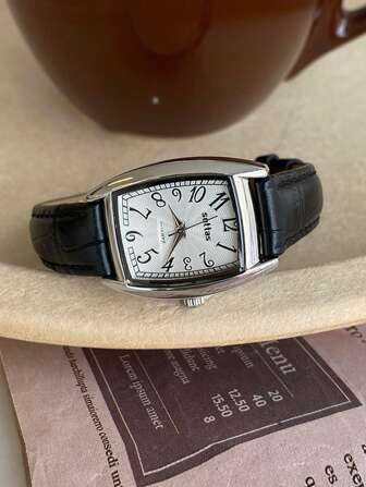 sottas 新款时尚方形迷你桶形女士手表，韩式简约数字表盘，休闲百搭复古石英女士学生皮革表带石英腕表