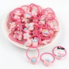 20入組可愛的毛絨球裝飾髮帶,多色彈性髮箍馬尾夾,適用於幼兒寶寶女孩髮飾