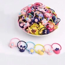 20入組可愛的毛絨球裝飾髮帶,多色彈性髮箍馬尾夾,適用於幼兒寶寶女孩髮飾