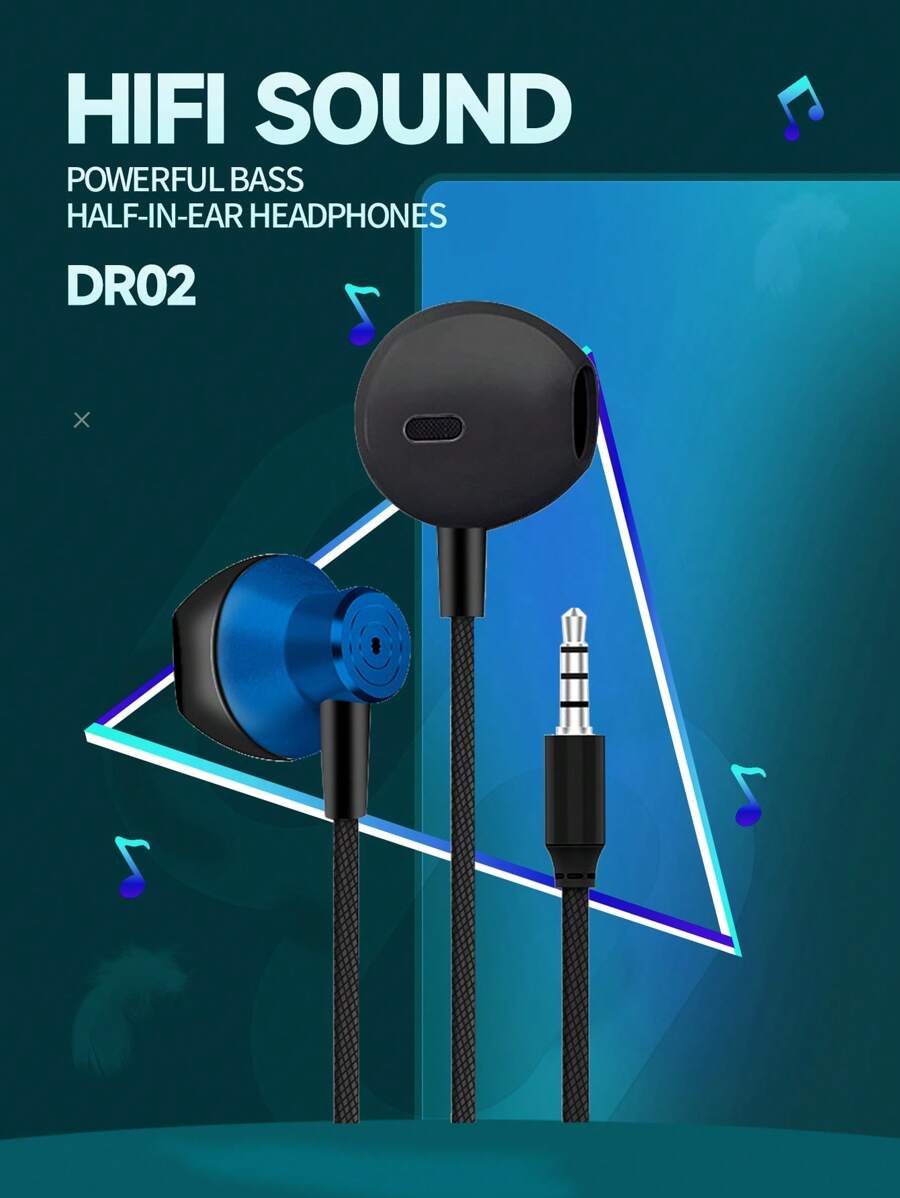 3.5mm 半入耳式耳機,黑色 - 黑色 - 查看 1