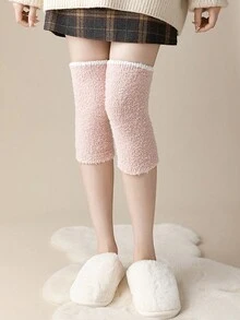 5雙/套女款隨機可愛加厚珊瑚絨腿套,秋冬季節必備 - 彩色 - 查看 5