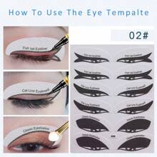 24 pares de plantillas de delineador de ojos y sombras de ojos, plantilla de maquillaje rápido para ojos ahumados y delineado de ojos de gato, herramienta de maquillaje, decoración de habitación, tocador, viaje, dormitorio, accesorios de maquillaje, regalos, regalos para mujeres, regalos de Navidad - Negro - Ver 3