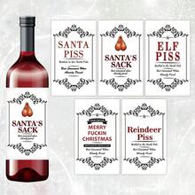 5pcs Funny Christmas Wine Bottle Labels, Creative Joke Bottle Stickers, Happy Wine Tags - White - View 2