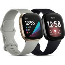 2 Packs Compatible With Fitbit Versa 4/Versa 3 Strap/Fitbit Sense/Sense 2 Strap, Soft Replacement Sport Strap Compatible With Fitbit Versa 4/Versa 3/Fitbit Sense For Women Men - multicolor - View 1