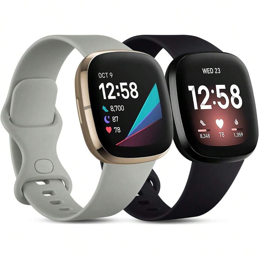 2 Packs Compatible With Fitbit Versa 4/Versa 3 Strap/Fitbit Sense/Sense 2 Strap, Soft Replacement Sport Strap Compatible With Fitbit Versa 4/Versa 3/Fitbit Sense For Women Men - multicolor - View 1