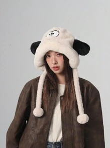 1 Women's Autumn And Winter Warm Hat Khaki Plush Cute Animal Puppy Ears Thunder Hat Fur Ball Ear Protection Hat Suitable For Daily Use - Khaki - View 11