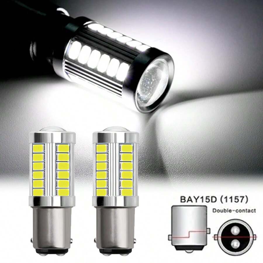 2 Focos Led 1157 Bay15d Luz Estroboscópica Sin Error - Amarillo - Ver 1