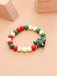 1 件裝簡單節日設計薑餅人和聖誕樹穆拉諾串珠手鍊 - 聖誕節日可愛彩色串珠 - 查看 2