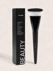 MAANGE 1pc Flat Round Tube Flat Head Foundation Brush With Box, Skin-Friendly Makeup Tool - Black - View 3