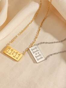 1 pièce Collier pendentif numéro d'ange 11:11 en acier inoxydable à la mode, bijou protecteur de tous les jours pour femmes, cadeau de Noël/anniversaire