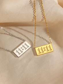1 pièce Collier pendentif numéro d'ange 11:11 en acier inoxydable à la mode, bijou protecteur de tous les jours pour femmes, cadeau de Noël/anniversaire